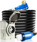 50 Amp Generator Cord and Power Inlet Box, 15FT Generator Cords 50 Amp,125V/250V Generator Power Cord NEMA14-50P/SS2-50R Twist Lock Connector