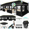 COBIZI 10x30 Pop Up Canopy with Sidewalls, One Push Easy Up Canopy UPF 50+ Waterproof Gazebo Party Tents for Parties, Backyard, Commercial Event, Black