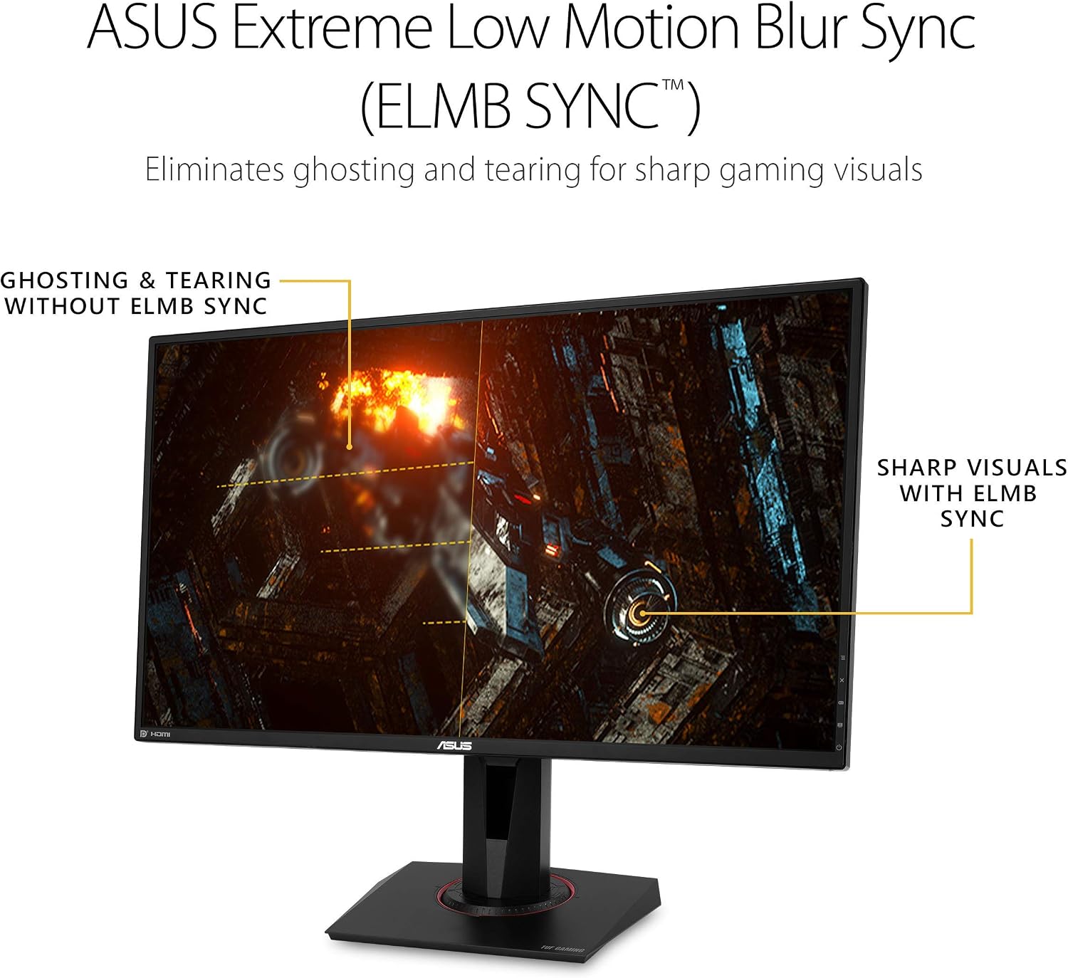 ASUS TUF Gaming 27' 2K HDR Gaming Monitor (VG27BQ) - QHD (2560 x 1440), 165Hz (Supports 144Hz), 0.4ms, Extreme Low Motion Blur, Speaker, G-SYNC Compatible, VESA Mountable, DisplayPort, HDMI,Black