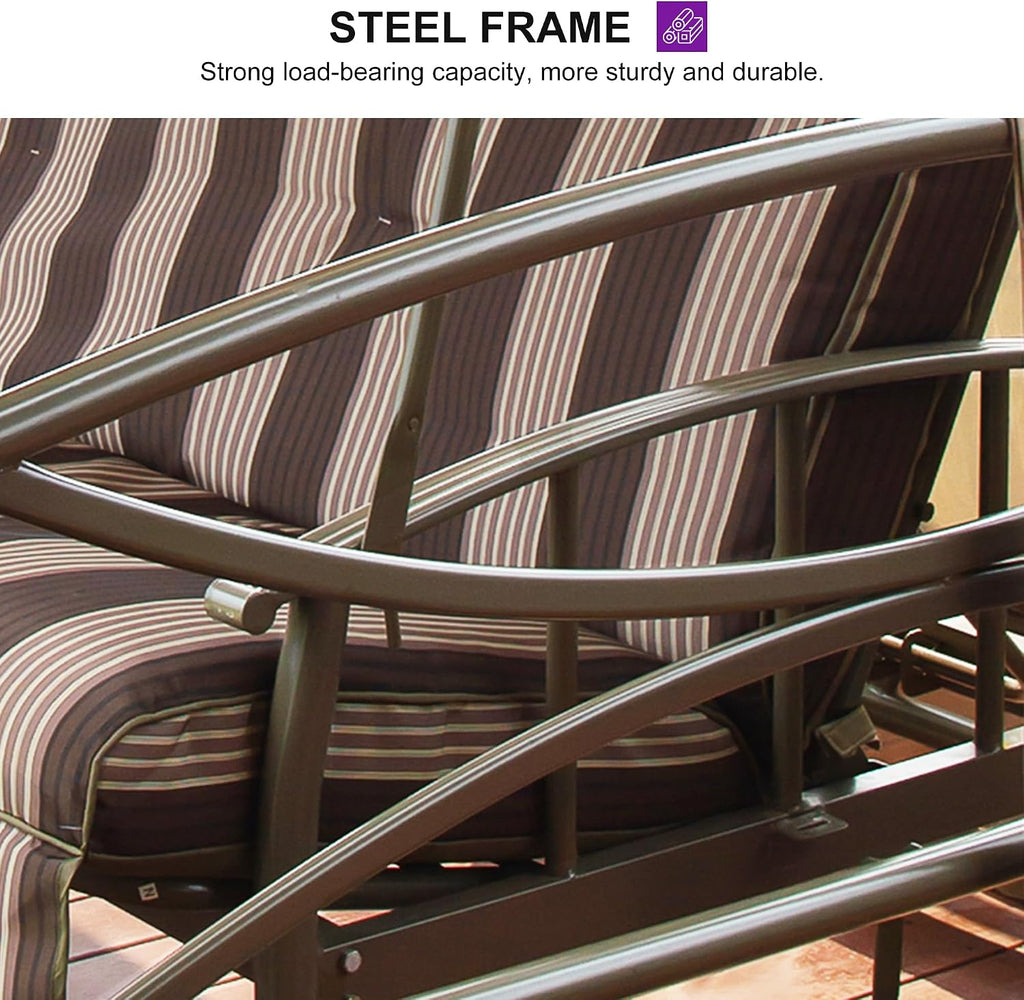 PURPLE LEAF 3 Person Outdoor Patio Porch Swing Gazebo with Netting & Gazebo Curtains with Canopy Swings for Adults