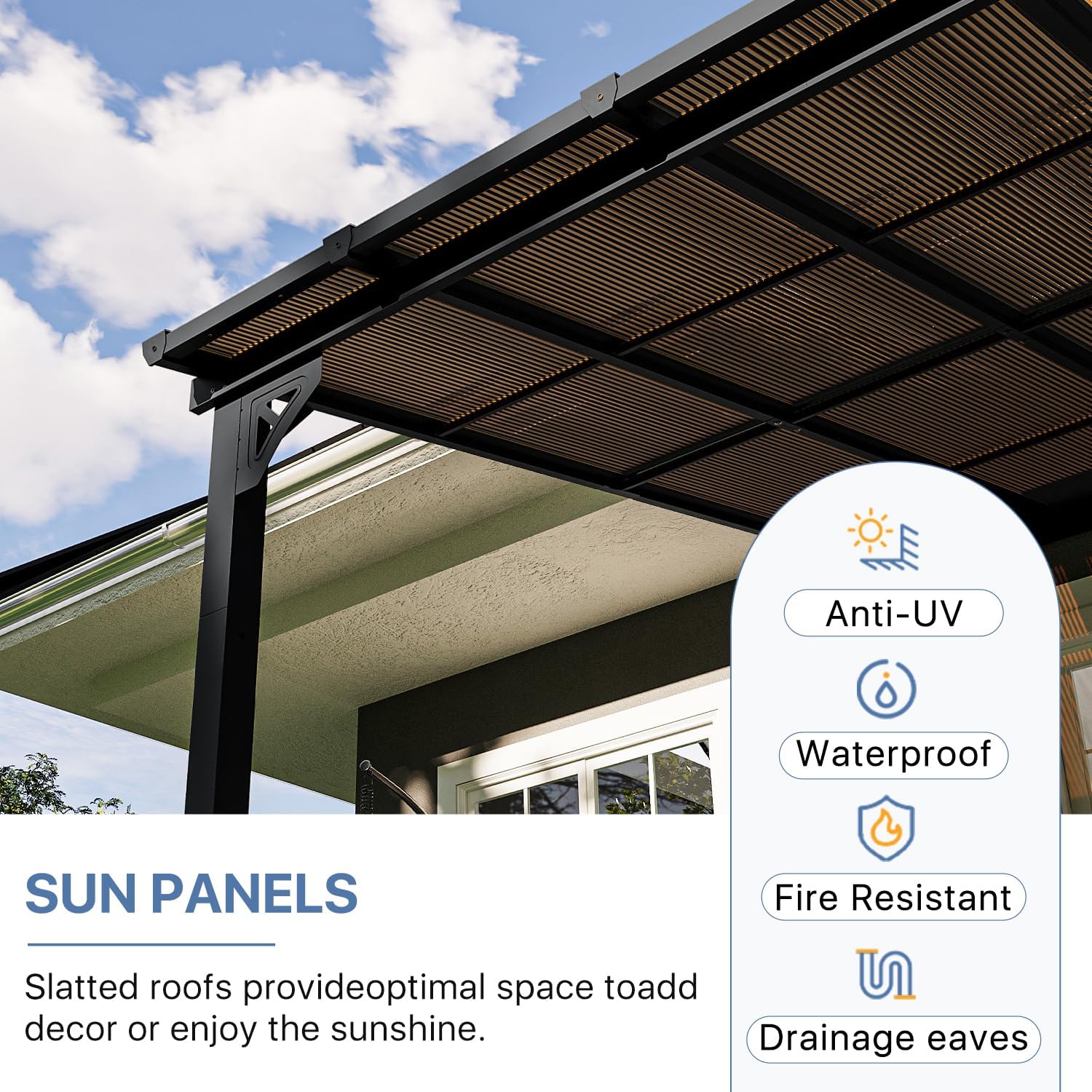 10' x 10' Gazebo for Patio, Gazebo Pergola with Sloped Roof, Large Wall-Mounted Heavy Duty Awnings, for Backyard, Deck, Patio