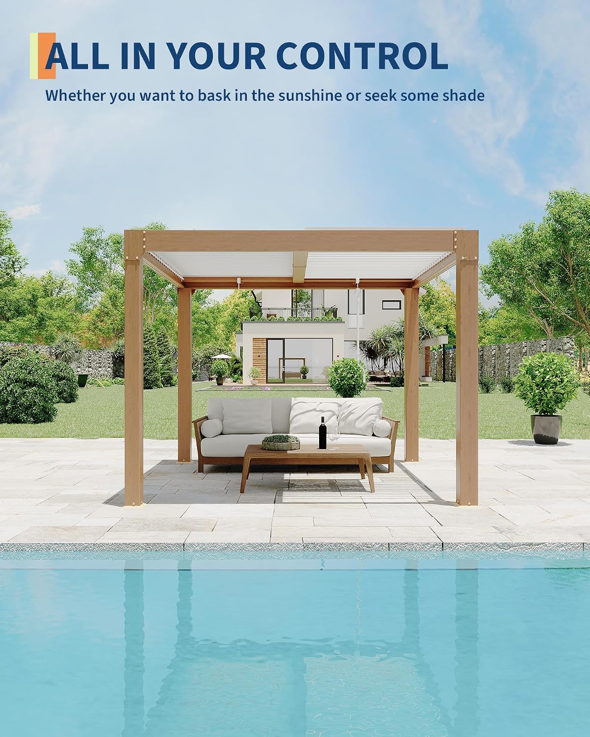 Garvee 10x10ft Louvered Pergola - Outdoor Pergolas with Adjustable Louvered Roof, Reinforced Aluminum Frame, Integrated Drainage System, Outdoor Gazebo for Deck, Patio, Backyard and Garden