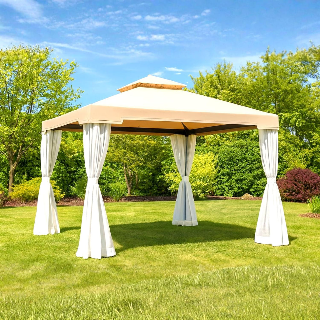 Garden Winds Reinforced Replacement Canopy Top Cover Compatible with The F008007B64 Suncrown 10' x 10' Gazebo - Classic Sand, Riplock 350