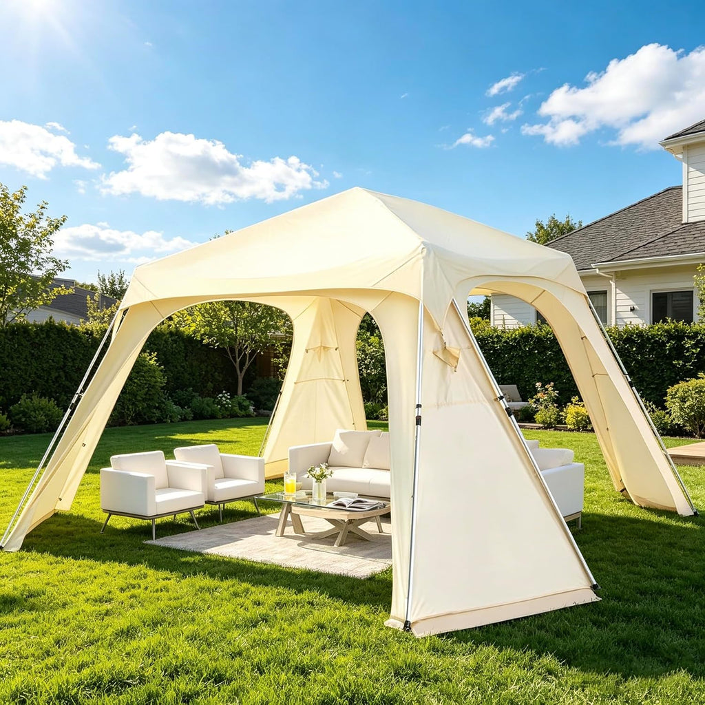 Alvantor® 12' x 12' Pop Up Gazebo, Canopy Tent All Weather & 4-Season Use, 4-Door PVC/Mesh/Polyester Curtain Addable, Top Mesh & Cover Portable Pergolas Pavilion for Patio, Backyard, Deck