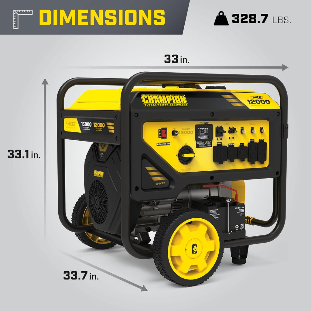 Champion Power Equipment 15,000-Watt MKE Series Portable Generator with Electric Start and CO Shield