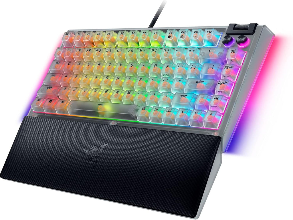 Razer BlackWidow V4 75% Mechanical Gaming Keyboard: Hot-Swappable Design - Compact & Durable - Orange Tactile Switches - Chroma RGB - MF Roller & Media Keys - Comfortable Wrist Rest - Phantom White