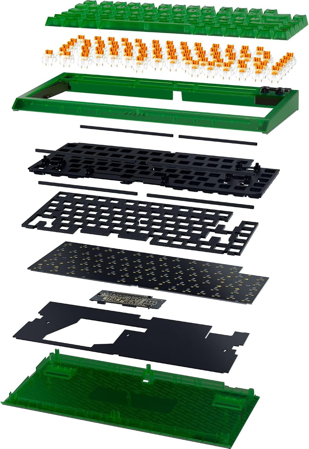 Razer BlackWidow V4 75% Mechanical Gaming Keyboard: Hot-Swappable Design - Compact & Durable - Orange Tactile Switches - Chroma RGB - MF Roller & Media Keys - Comfortable Wrist Rest - Phantom Green