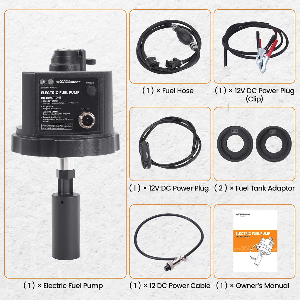 maXpeedingrods 12V DC Gasoline Electric Fuel Pump, with Auto Fuel Sensor, Automatic Fuel Pump, Extended Running Time for Generator