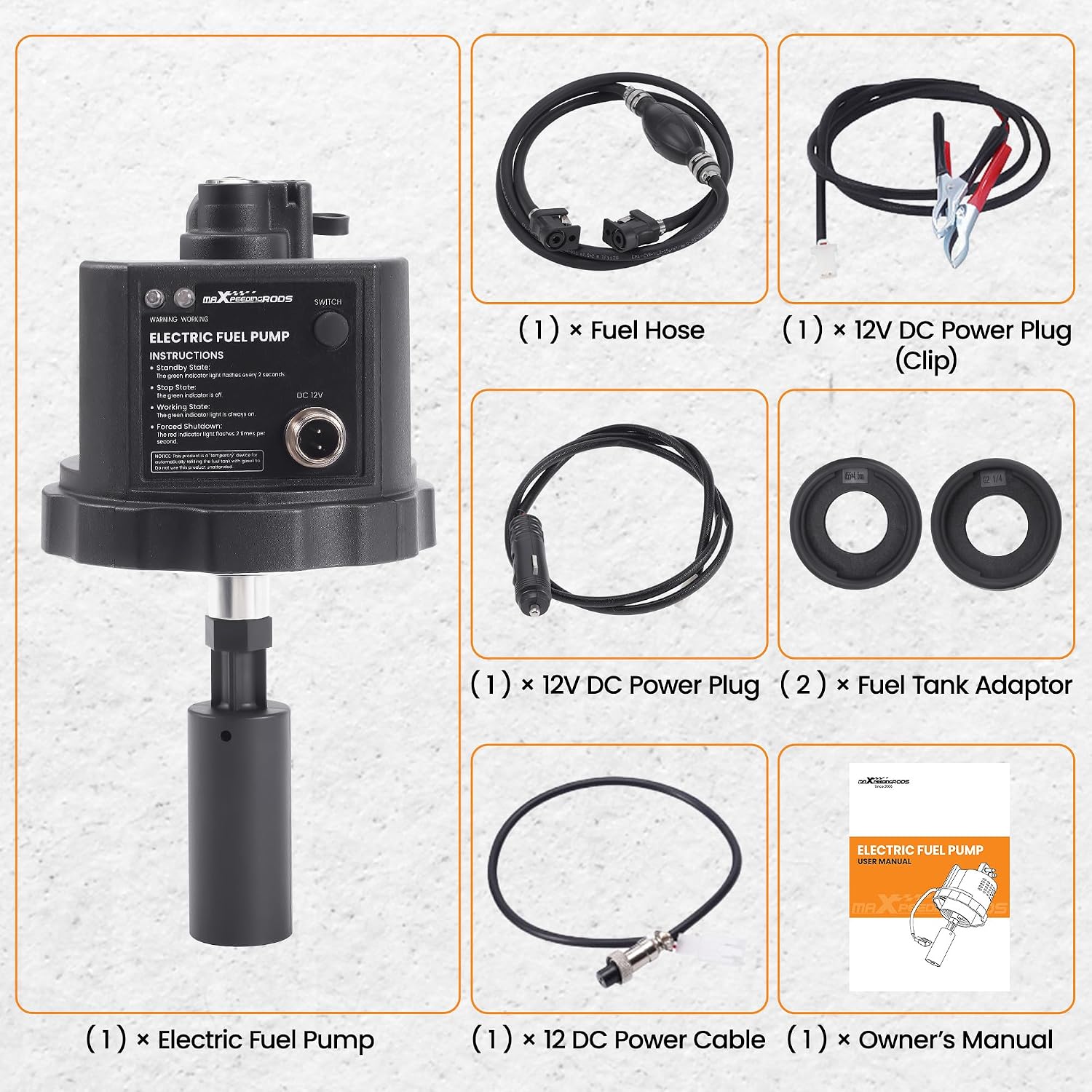 maXpeedingrods 12V DC Gasoline Electric Fuel Pump, with Auto Fuel Sensor, Automatic Fuel Pump, Extended Running Time for Generator