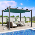 Kozyard Morgan Outdoor Retractable Pergola with Sun Shade Canopy Patio Aluminum Pergola Shelter for Backyard Deck Garden Modern Metal Grill Gazebo (10' x 12', Blue)