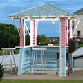 Modern Shade Hardtop Gazebo 8' x 8', Grill Gazebo with USB Charging Socket and Hooks, Outdoor Gazebo with 2 Open Sides, Coastal-Inspired Roof, Galvanized Steel Outdoor Bar for Swimming Pool, Backyard