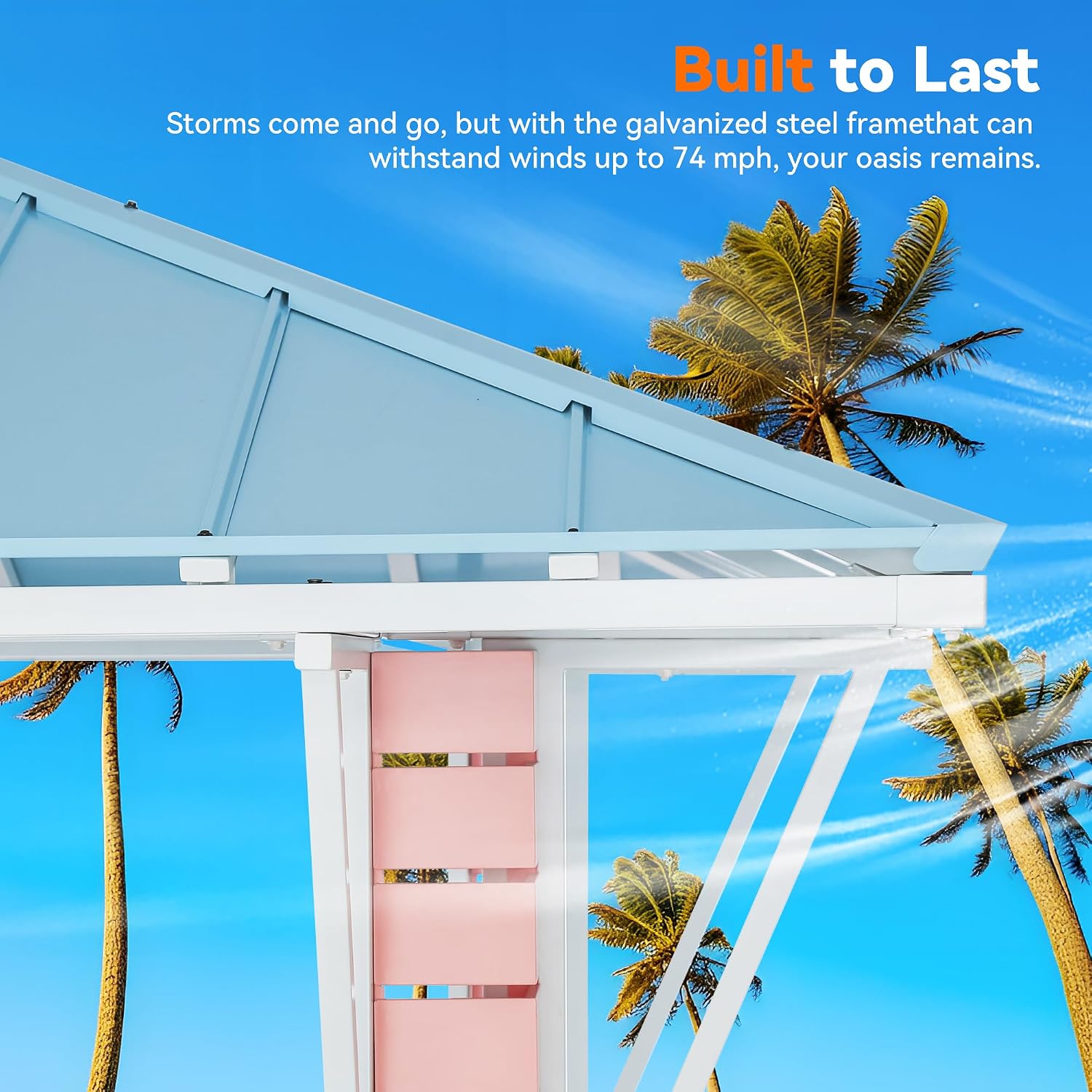 Modern Shade Hardtop Gazebo 8' x 8', Grill Gazebo with USB Charging Socket and Hooks, Outdoor Gazebo with 2 Open Sides, Coastal-Inspired Roof, Galvanized Steel Outdoor Bar for Swimming Pool, Backyard