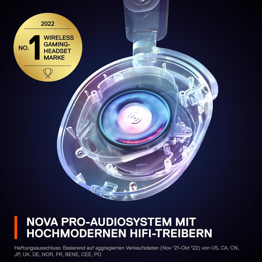 SteelSeries Arctis Nova Pro Wireless 61520 Gaming Headphones, Wireless, Sealed, High Resolution Active Noise Canceling, Compatible with PC, PS5, PS4, Switch, Hi-Fi Sound, Black, Adjustable