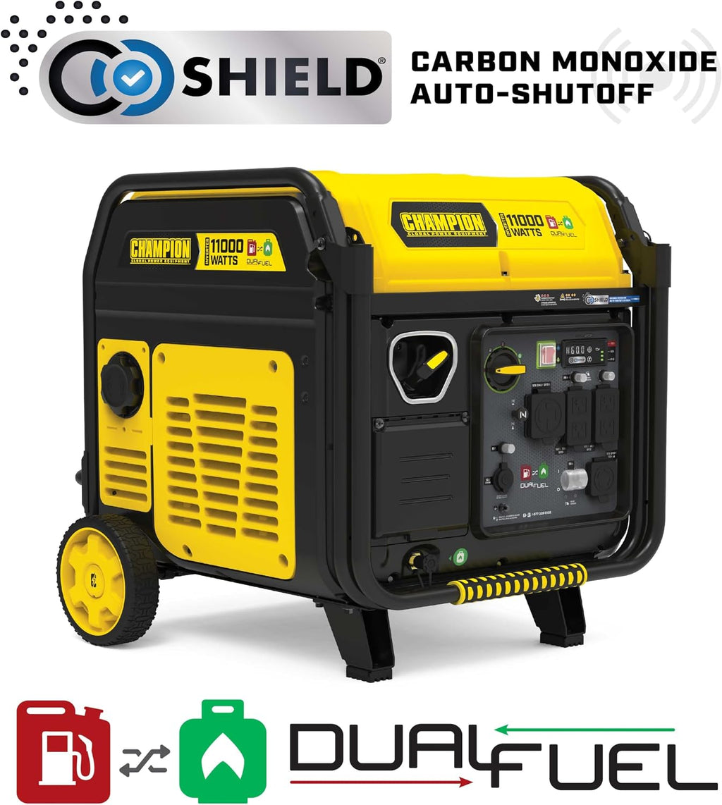 Champion Power Equipment 11,000-Watt Electric Start Dual Fuel Home Backup Portable Inverter Generator with Quiet Technology and CO Shield