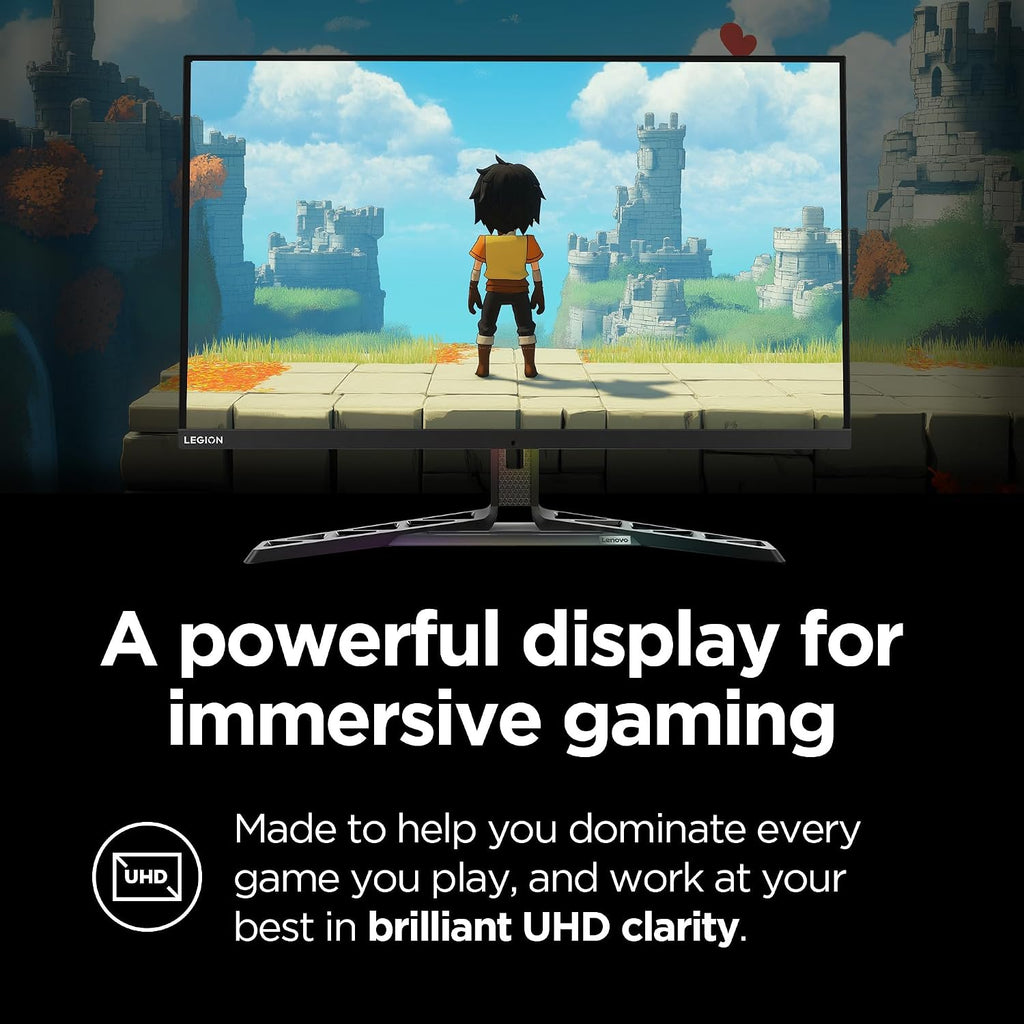 Lenovo Legion Y32p-30 Monitor - Gaming Monitor - 31.5' UHD IPS Display - 144Hz - DisplayHDR™ 400 - AMD FreeSync™ Premium - 0.2ms MPRT - Raven Black - NearEdgeless Design