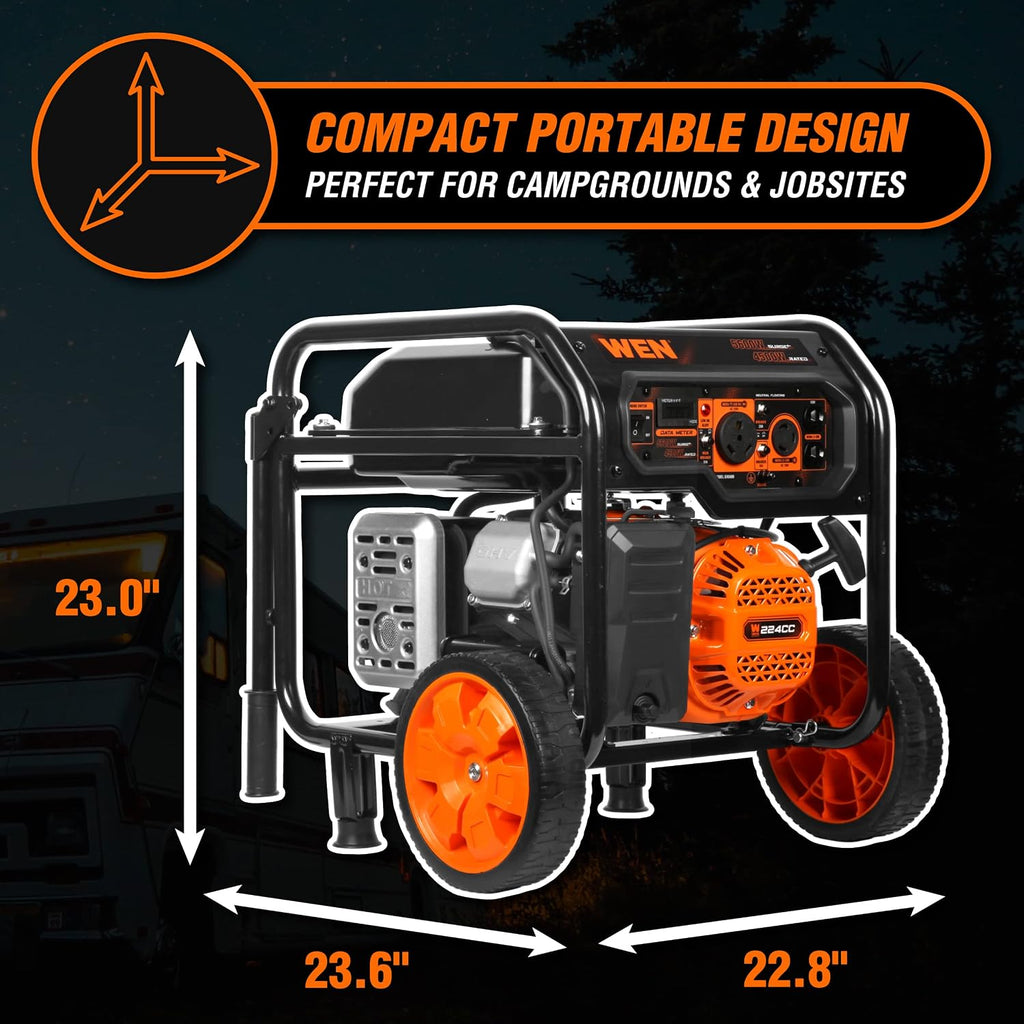 WEN 5600-Watt Portable Generator, 224cc, Transfer-Switch and RV-Ready (GN5600)