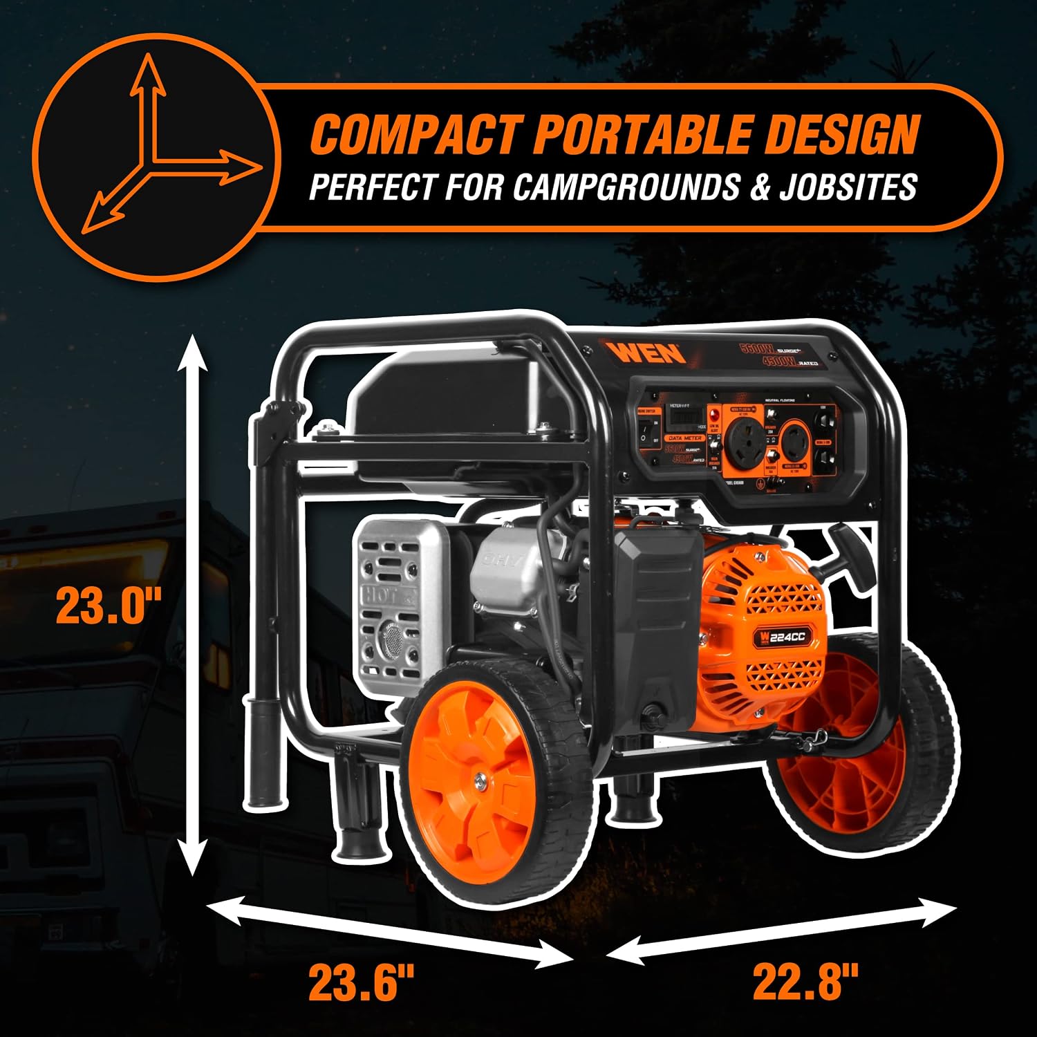 WEN 5600-Watt Portable Generator, 224cc, Transfer-Switch and RV-Ready (GN5600)