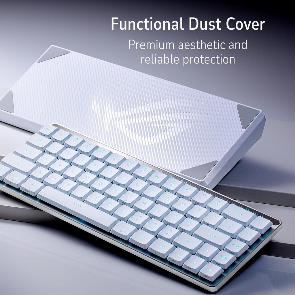 ASUS ROG Falchion RX Low Profile Wireless Gaming Keyboard – 65% Compact TKL, Tri-Mode Connectivity, ROG RX Red Optical Switches, RGB, Touch Panel, Keyboard Cover, PC/Mac Support - White