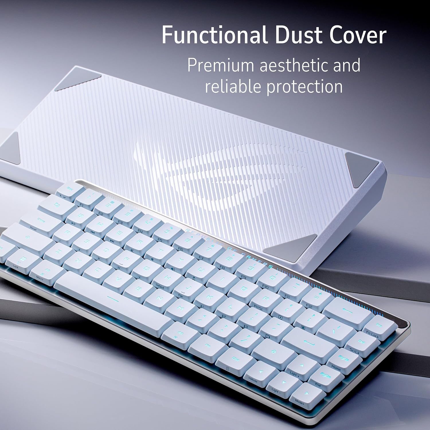 ASUS ROG Falchion RX Low Profile Wireless Gaming Keyboard – 65% Compact TKL, Tri-Mode Connectivity, ROG RX Blue Optical Switches, RGB, Touch Panel, Keyboard Cover, PC/Mac Support - White
