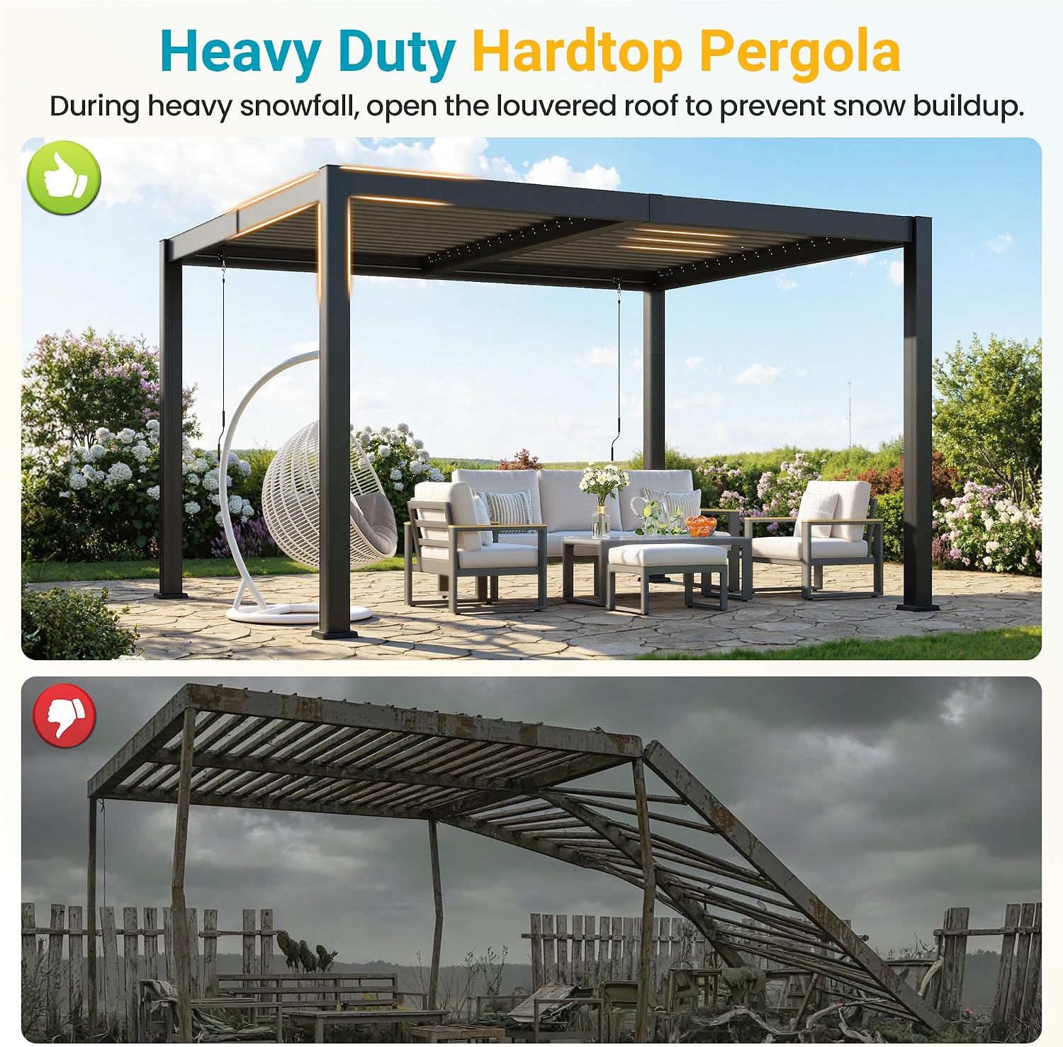 Louvered Pergola, 10' x 12' Outdoor Pergola, Metal Patio Gazebo with Adjustable Louvers Roof and Gutter System, Metal Hardtop Gazebo for Patio, Backyard, Deck, Garden, Dark Gray