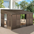 Domi 10x12FT Wall Mounted Sunroom, Against Wall Solarium with Galvanized Steel Sloping Roof, Detachable PVC Screen, Lockable Sliding Door, Lean-to Gazebo Sun Room for Patio Deck