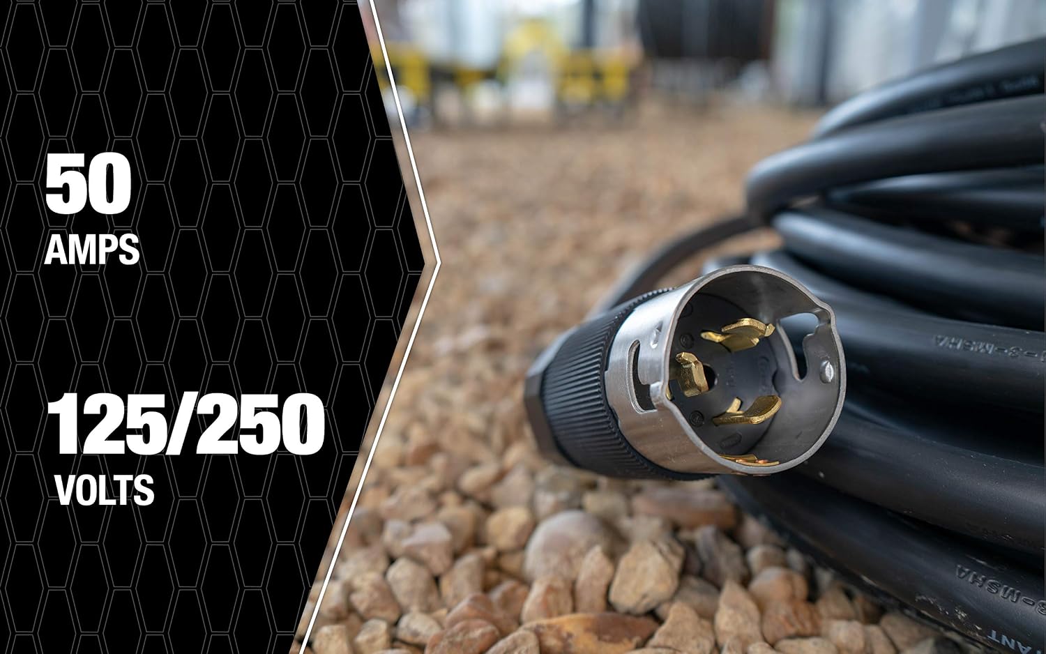 Southwire Power Distribution Extension Cord - Splits 50-Amp Service into Dual Feeds - Flexible Jacket - Oil & Moisture Resistant - WC596 Grade - 6/3 & 8/1 STOW - 50 Foot