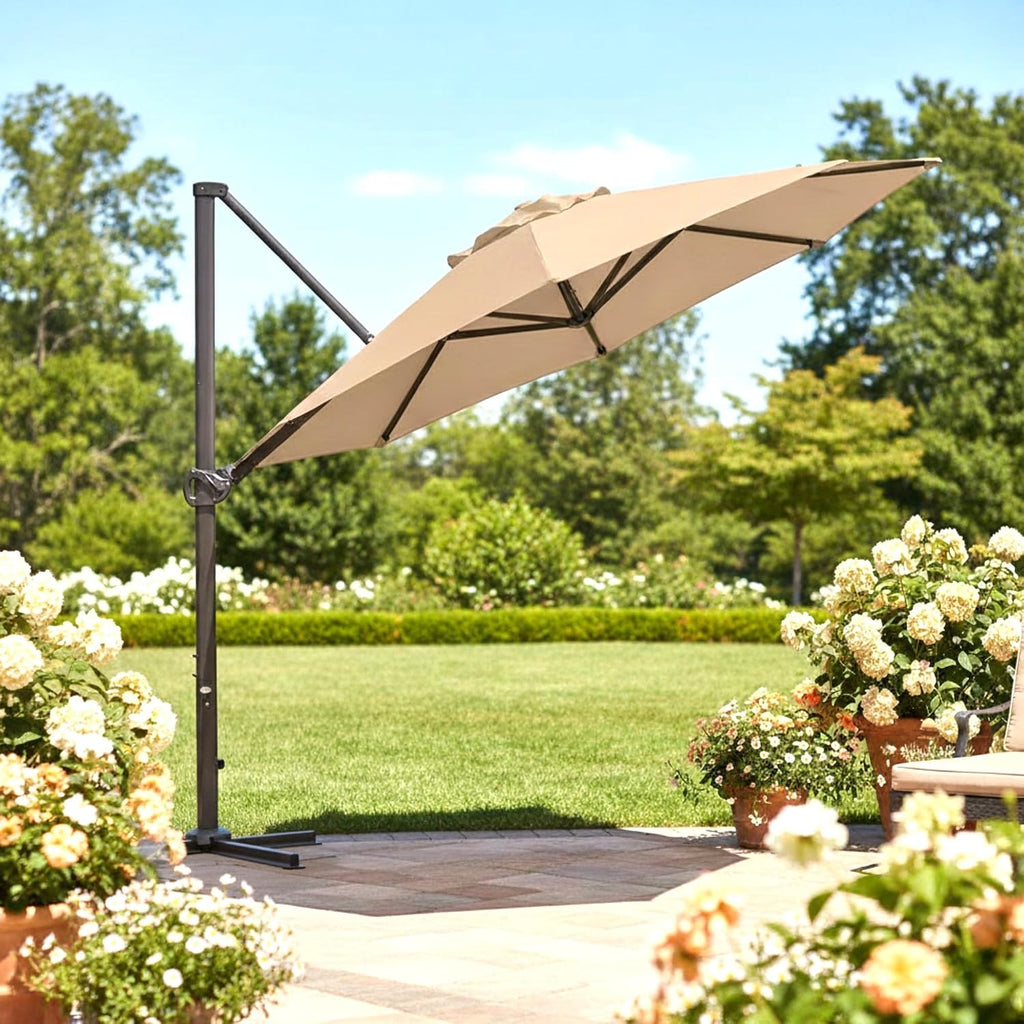 Garden Winds Reinforced Replacement Canopy Top Cover Compatible with The Abba Patio 11' Round Umbrella - Classic Sand, Riplock 350