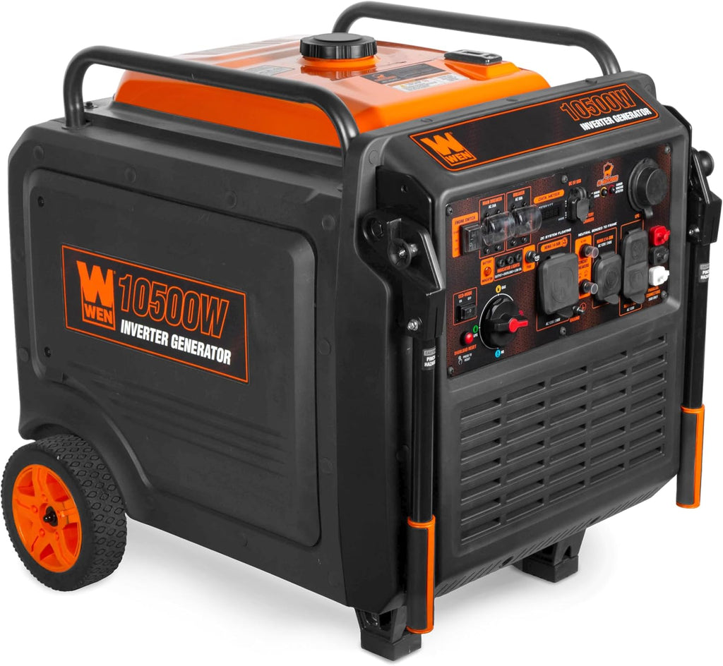 WEN 10,500-Watt 120V/240V Tri-Fuel Inverter Generator with Quiet 457cc Engine, Electric Start, Wheel Kit, and CO Watchdog, Gas, Propane, and Natural Gas Powered (TF1050iX)