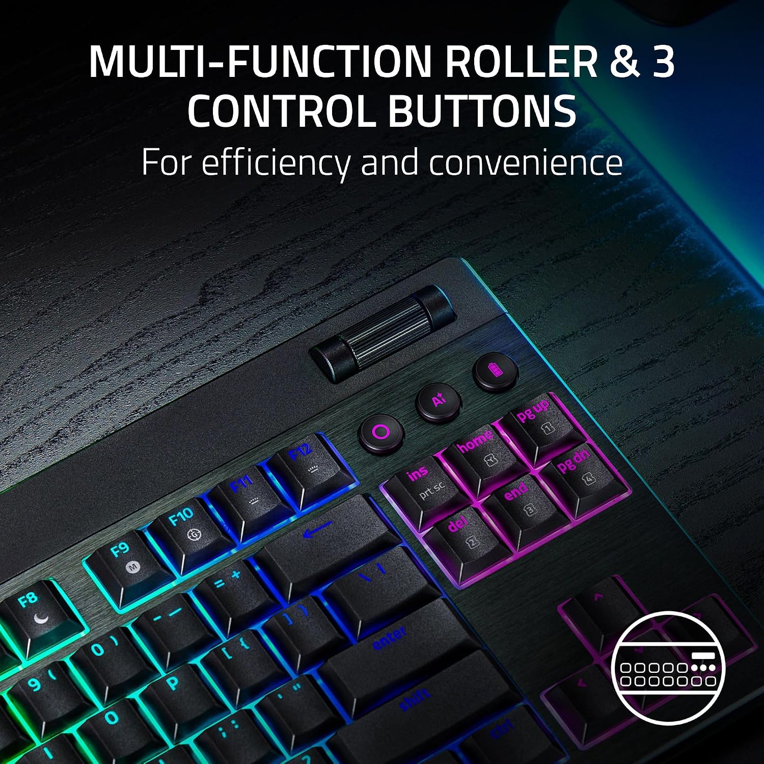 Razer BlackWidow V4 Low Profile TKL HyperSpeed Wireless Gaming Keyboard: Yellow Mechanical Switches - 2.4GHz Wireless & Bluetooth - Multi-Function Roller - 3 Control Buttons - Long Battery Life