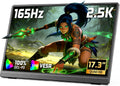 VILVA 17.3'' Portable Monitor 2.5K QHD 165Hz Gaming Display, Ultra-Slim Metal Body, Built-in Stand, USB-C HDMI External Monitor for Laptop, PC, PS5, Xbox, Switch