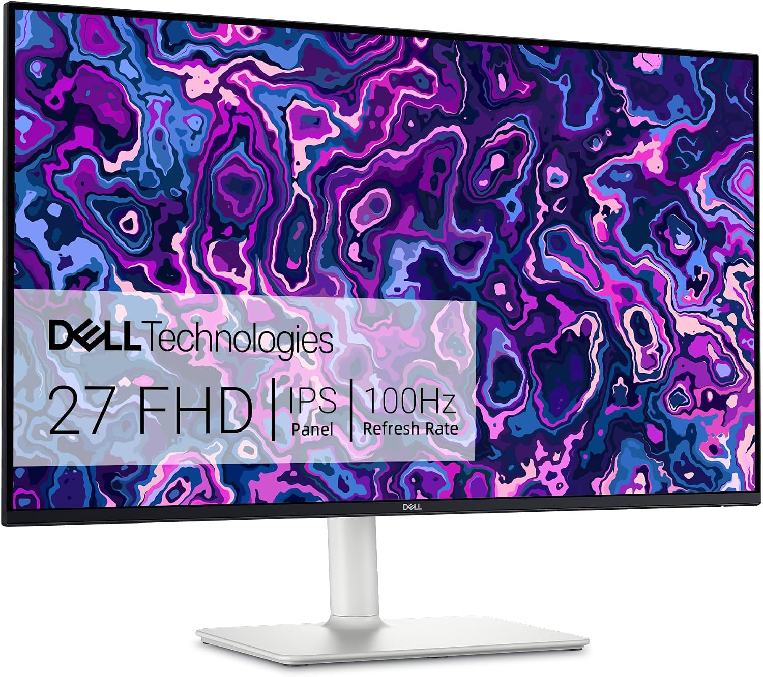 Dell S27 inch Monitor, LED FHD - 100Hz Refresh Rate 15001 Contrast Ratio, AMD FreeSync - VESA, Integrated 2x5W Speaker, HeightTiltSwivelPivot, 2 x HDMI, White