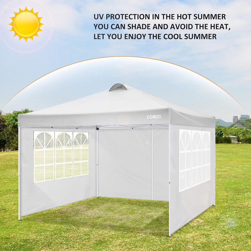 COBlZI 8x8 Ez Pop Up Canopy Tent with 4 Sidewalls Commercial Instant Gazebo Tents for Parties,Waterproof Adjustable Outdoor Patio 8x8 Backyard Canopy Party Tent with 4 Sand Bags,8 Stakes