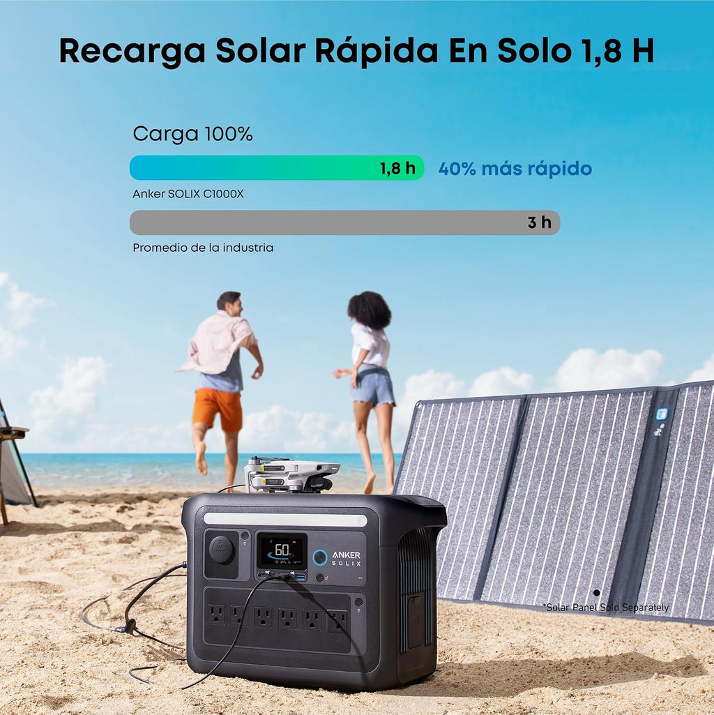 Anker SOLIX C1000 Portable Power Station（Black Version ）, 1800W (Peak 2400W) Solar Generator, Full Charge in 58 Min, 1056wh LiFePO4 Battery for Home Backup, Power Outages, and Outdoor Camping