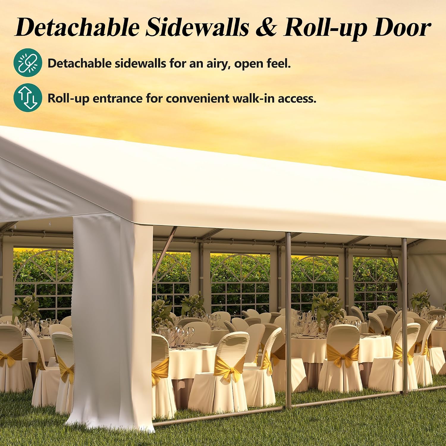 GARTOO 20' x 60' Heavy Duty Party Tent - Outdoor Wedding Gazebo Event Shelter Canopy with Removable Sidewall & 4 Sand Bags for Outdoor Event, Wedding, Birthday Party
