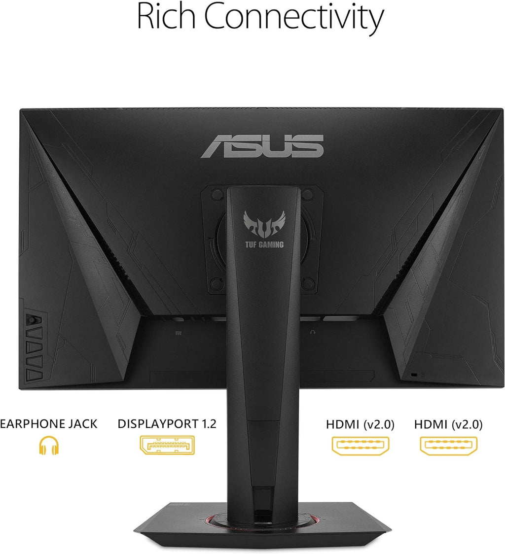 ASUS TUF Gaming VG259QM 24.5' Monitor, 1080P Full HD (1920 x 1080), Fast IPS, 280Hz, G-SYNC Compatible, Extreme Low Motion Blur Sync,1ms, DisplayHDR 400, Eye Care, DisplayPort HDMI Black