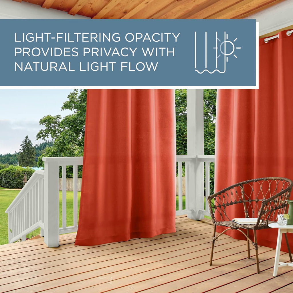 TOWN & COUNTRY BASICS Cabana Solid Heavyweight Indoor Outdoor Curtains, Light Filtering Opacity with Grommet Top, Water Repellent, 54'x84', Mecca Orange (Pack of 12)