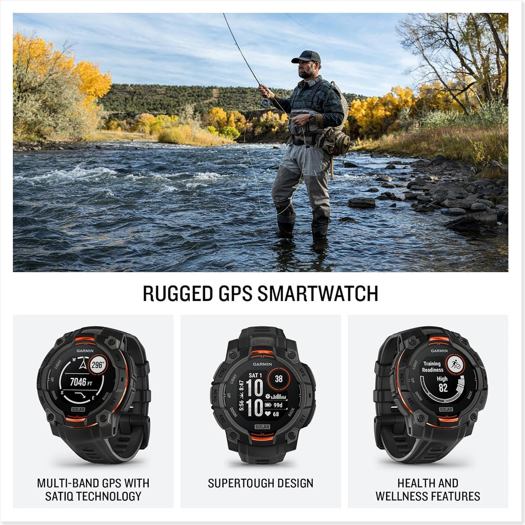 Garmin Instinct 3 Alpine Rush Solar (Sunburst/Gray, 45 mm) Outdoor GPS Smartwatch Bundle - Built-in Flashlight, 24/7 Health & Wellness Monitor with PlayBetter Portable Charger & HD Screen Protectors
