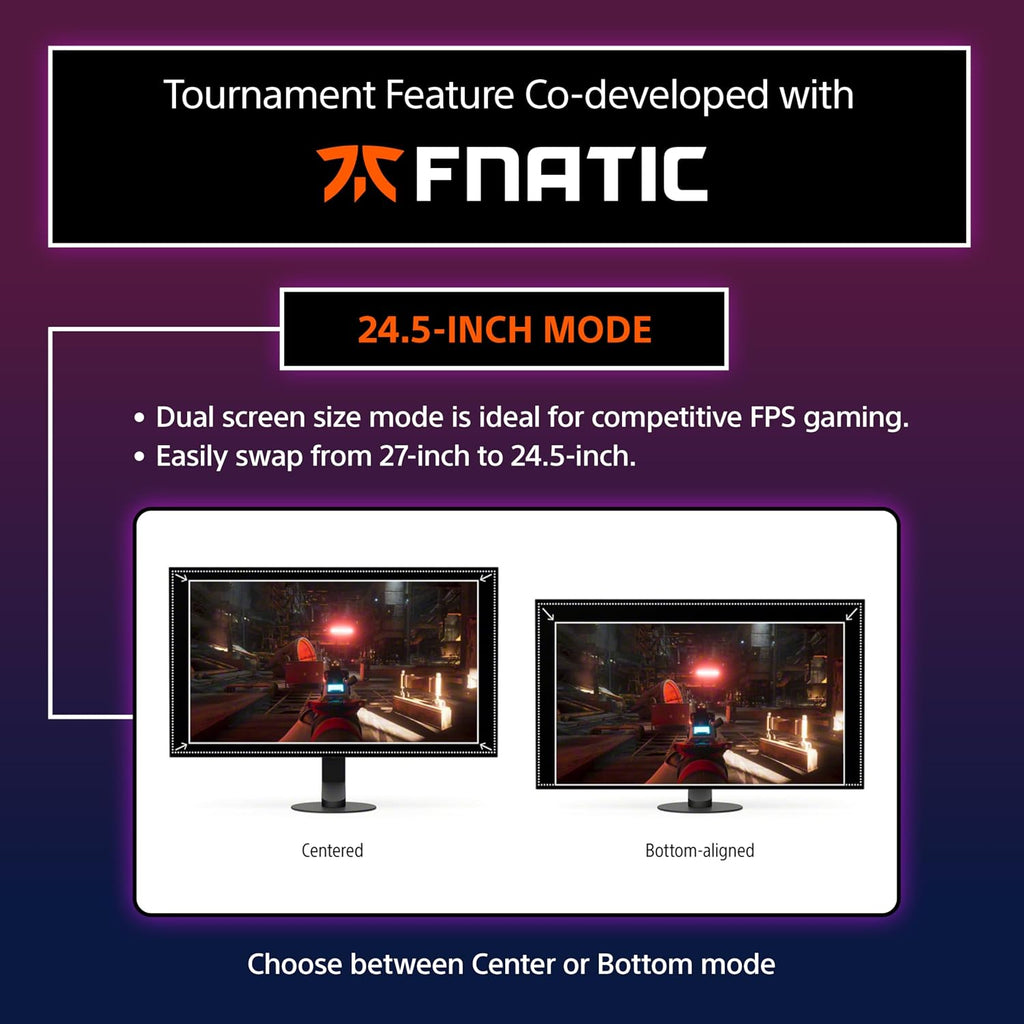 Sony INZONE M10S 27' OLED 1440p Gaming Monitor 480Hz 0.03ms, Low Profile Stand, Tournament Mode, Dual Screen Size (24.5'), G-SYNC Compatible, Anti-Glare, Custom Heatsink, 3-Year OLED Limited Warranty