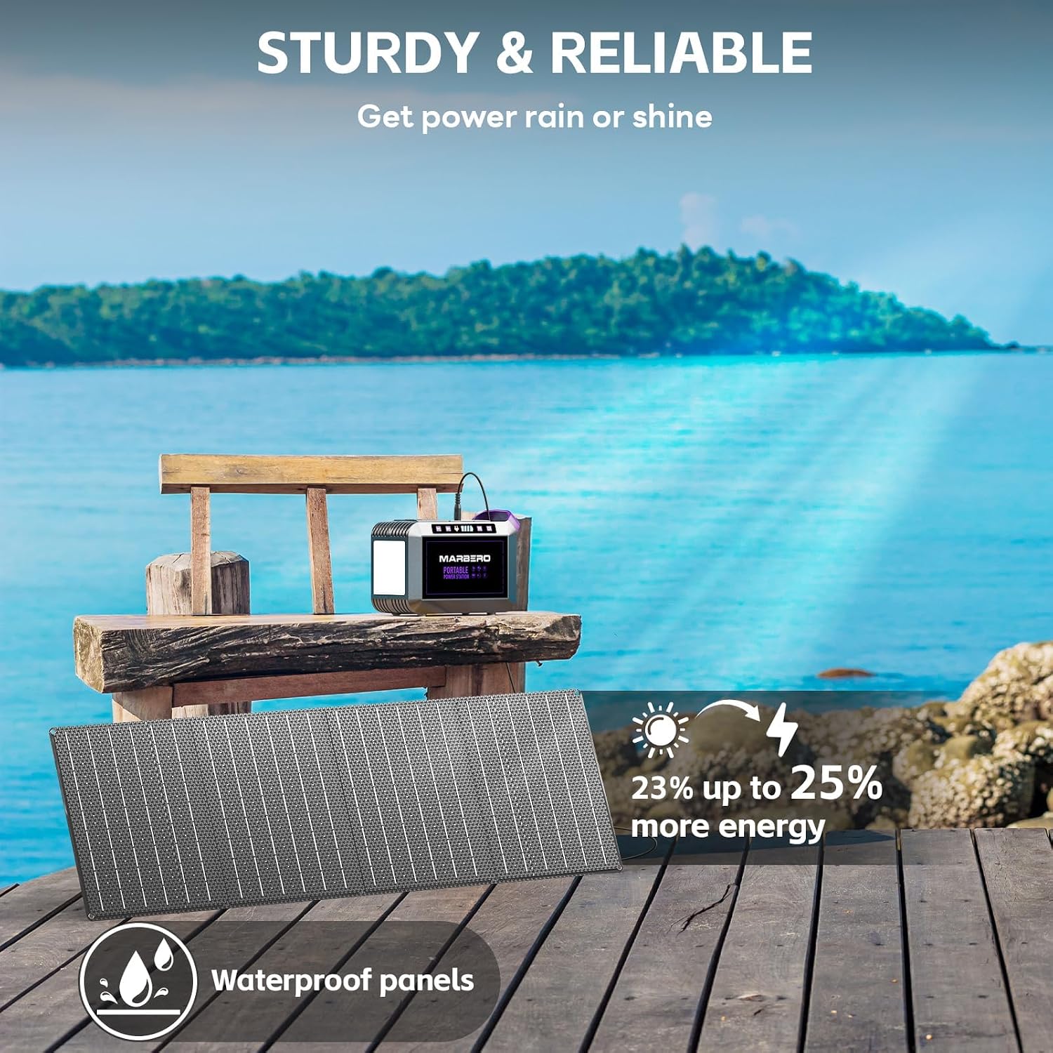 MARBERO 172Wh Solar Generator with 40W Solar Panel, Portable Solar Power Station 200W, Camping, Outdoor, Hiking, Fishing, Emergency, CPAP