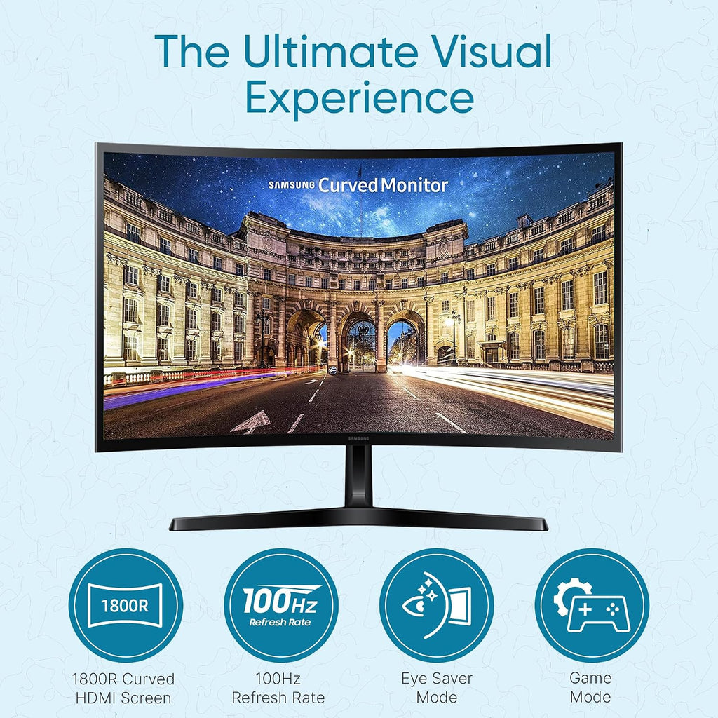 Samsung S36GD 27' Curved Monitor – LCD FHD, 16:9, 1920x1080, HDMI, VGA, VESA, Eye Saver & Flicker-Free Tech – Boomph's Comprehensive Ultimate Performance Cloth Solution for Your Workspace