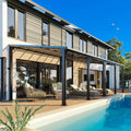 10 * 28FT Pergola,4 * 9 Inch Thickened Pillars & Enlarged Base,Outdoor Hardtop Lean to Gazebo,Wall Mounted Pergola,Pergolas Gazebos Clearance,Aluminum Frame Pergola,UV Resistant Patio Roof