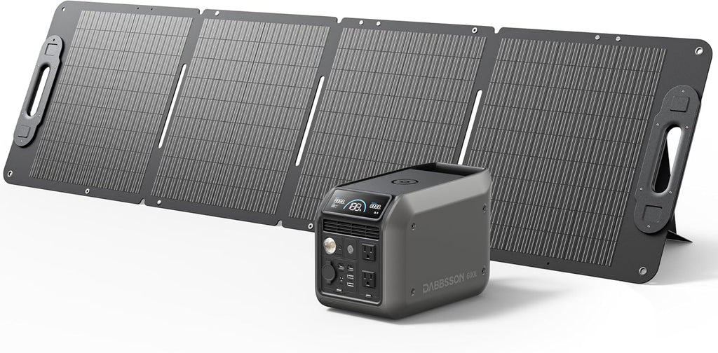 Dabbsson 768Wh Solar Generator with 120W Solar Panel,Portable Power Station,Up to 900W AC Output,1.5X Extended Runtime,Recharge 100% in 1.6 Hrs, 600L Semi-Solid LiFePO4,EPS,100W USB-C,for Camping RV