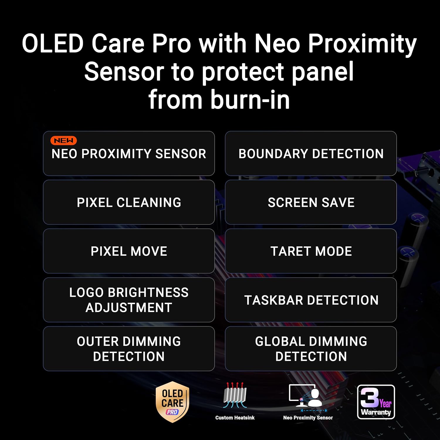 ASUS ROG Strix 27' 4K QD-OLED Gaming Monitor (XG27UCDMG) - 240Hz, 0.03ms, Anti-Flicker 2.0, Custom Heatsink, Care Pro, Neo Proximity Sensor, 99% DCI-P3, True 10-bit Color, 3 yr Warranty