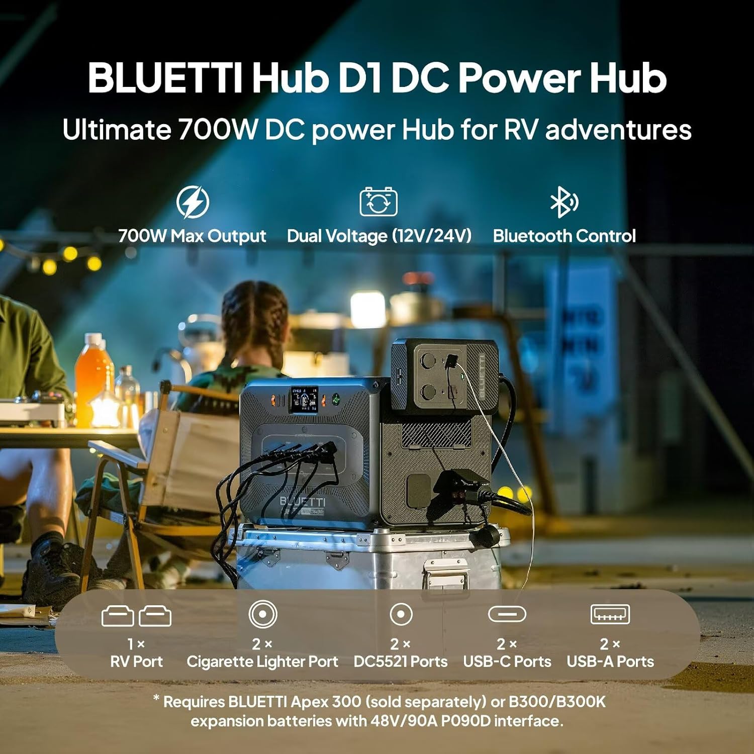 BLUETTI Apex 300 Portable Power Station with Hub D1, 2764.8Wh LFP Battery Backup with 6 3840W AC Outlets (7680W Surge), RV-Optimized DC Ports (50A Anderson), Ideal for Camping and RV Life