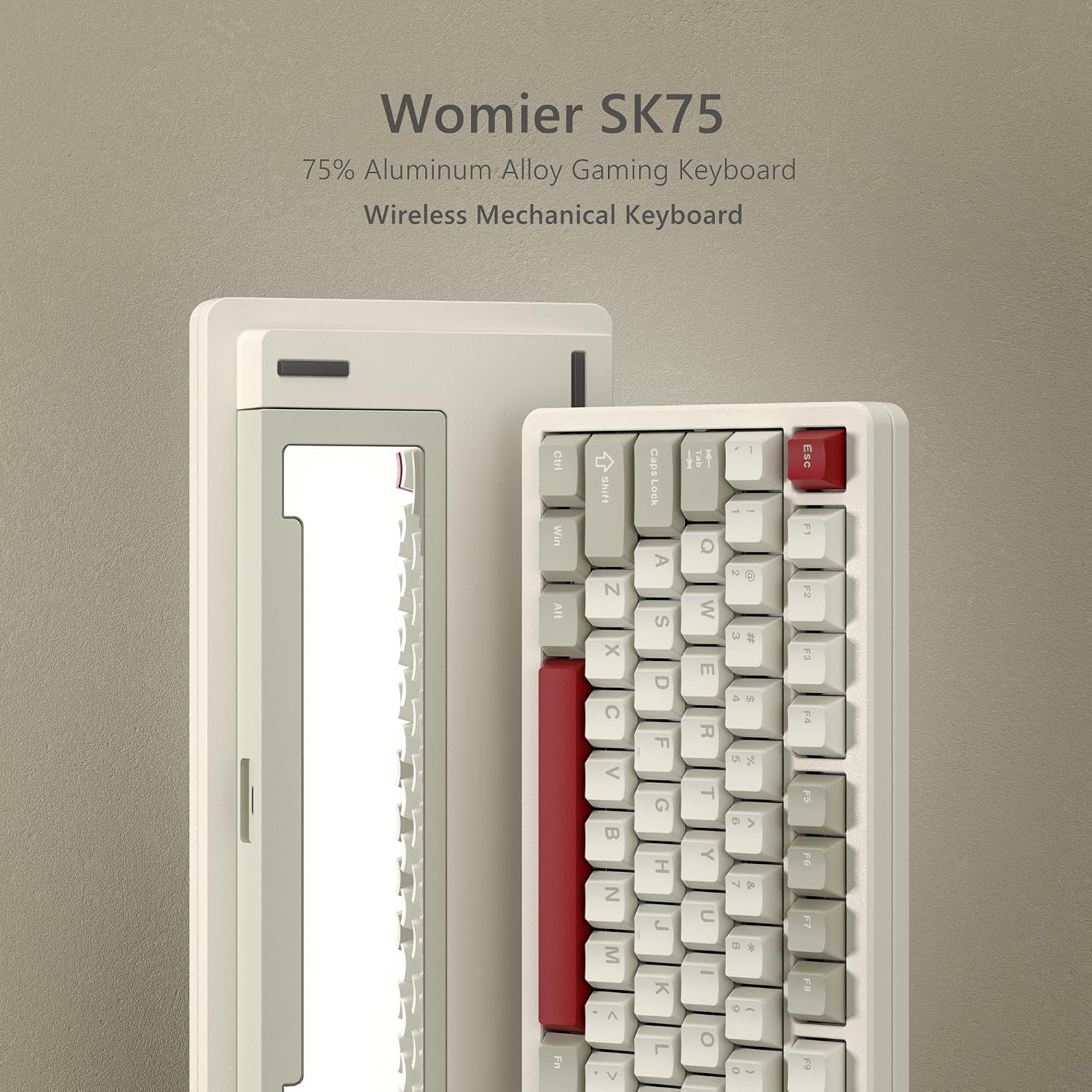 Womier SK75 75% Keyboard with Full Aluminum Wireless Mechanical Gaming Keyboard, VIA Custom Pre-lubed POM Switches RGB Creamy Gaming Key Board, 3-Modes Gasket Hot Swappable, White-1
