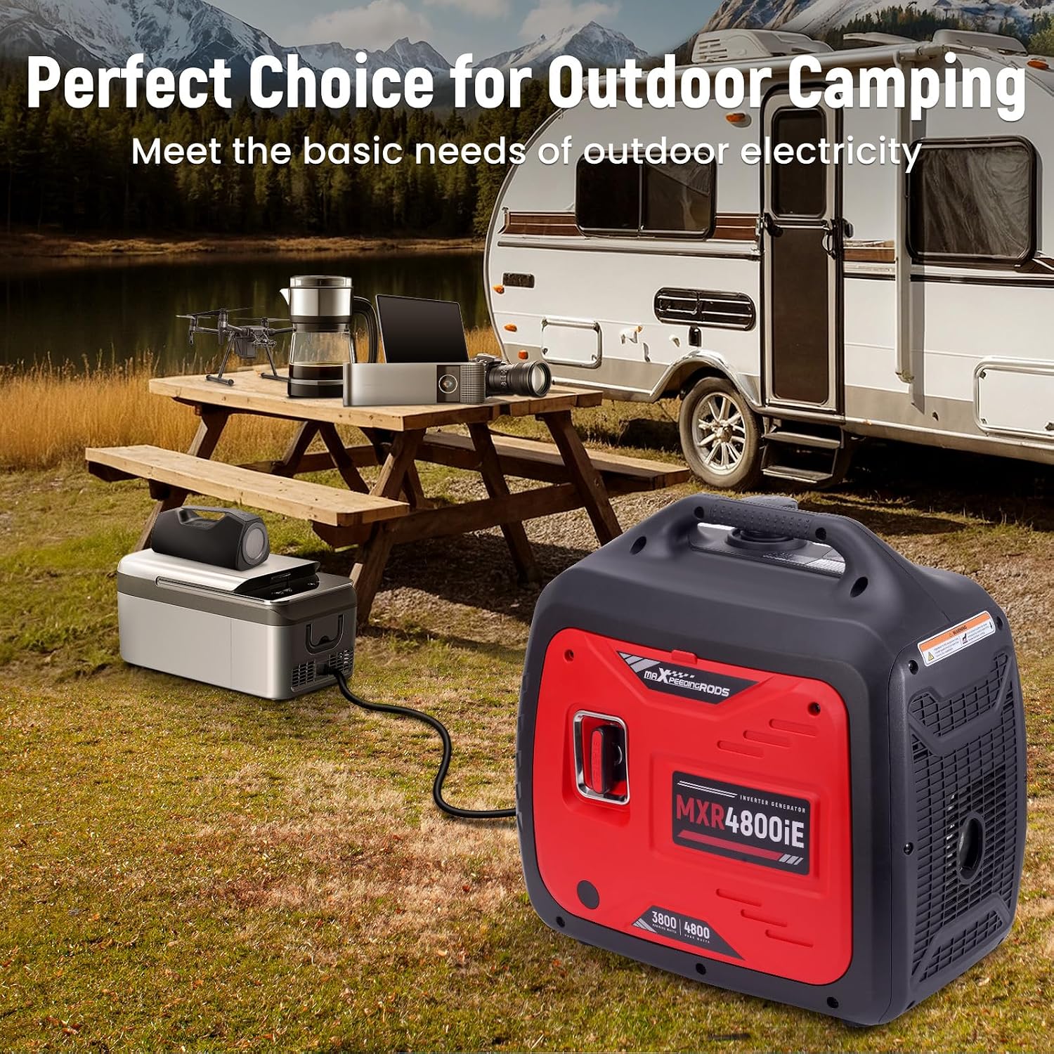 maXpeedingrods 4800W Gasoline Inverter Generator, Electric Start and Remote Start, Gas Powered Generator for Outdoor Camping, Home Backup, EPA Compliant