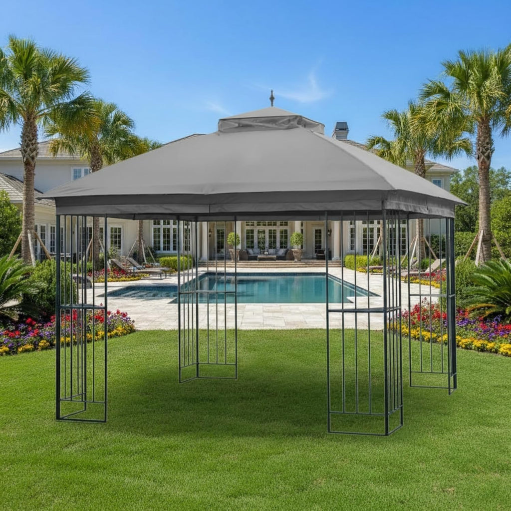 Garden Winds Reinforced RipLock 350 Replacement Canopy Top Cover Compatible with Style Selection 10' x 10' Gazebo Models TPGAZ9116A, TPGAZ9116B, TPGAZ9116 - Slate Gray