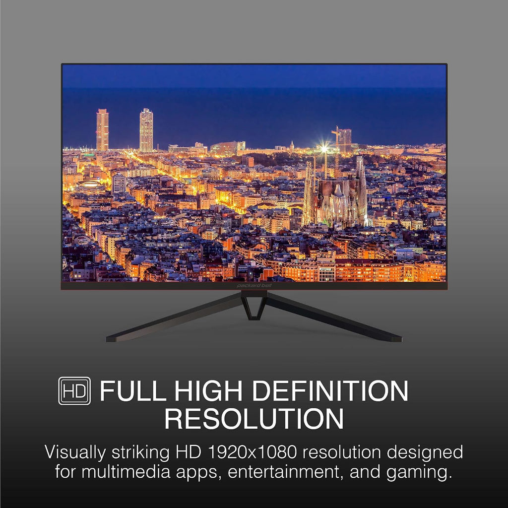 Packard Bell airFrame 32' FHD Monitor, 1920x1080, Ultrawide, VESA Mount Compatible, Tilt Adjustment, HDMI/VGA, Slim Bezel, for Home, Office, and Light Gaming
