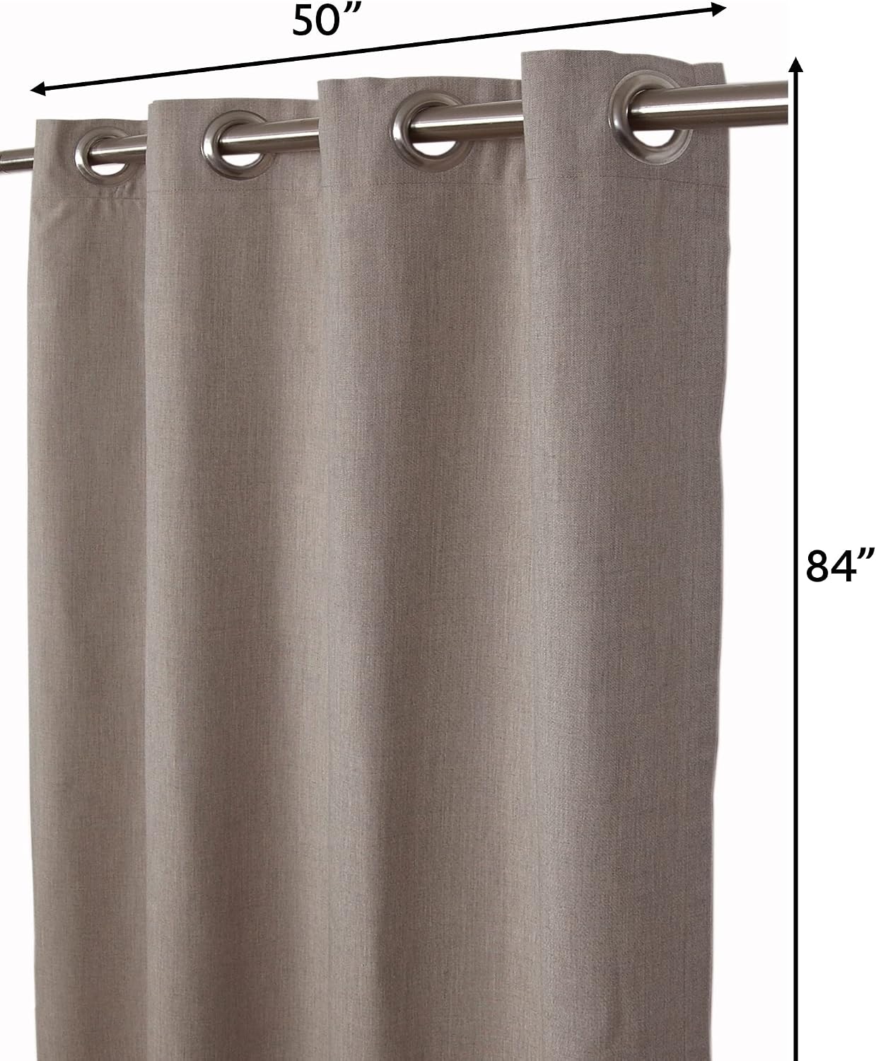 Outdoor/Indoor Sunbrella Curtain 84 inch x 50 inch with 8 Stainless Steel Grommets Cast Ash