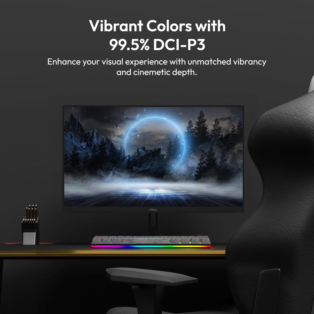 Pixio PX27U Wave 27 inch 160Hz Refresh Rate 4K 3840x2160p Resolution Fast IPS Panel 1ms GTG Response Time Black Tilt Adjustable Gaming Monitor with Adaptive Sync